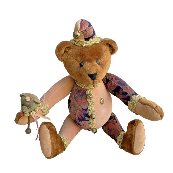 Handmade BALLARD BAINES BEAR CO JESTER Bear Plush Fully Jointed Posable 1990's - Picture 2 of 11